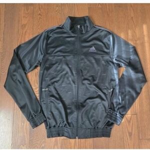 Adidas Boys Black Track Jacket With All- Over Print Size L